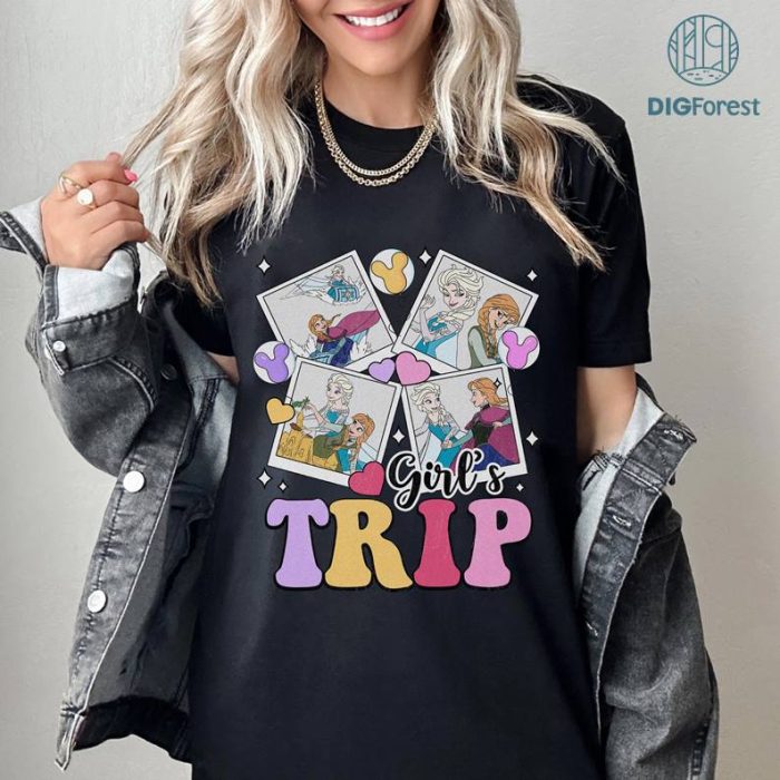 Disney Elsa And Anna Girl's Trip PNG | Disneyland Frozen Shirt | Frozen Girls Trip Vacation Shirt | Anna Elsa Frozen Shirt