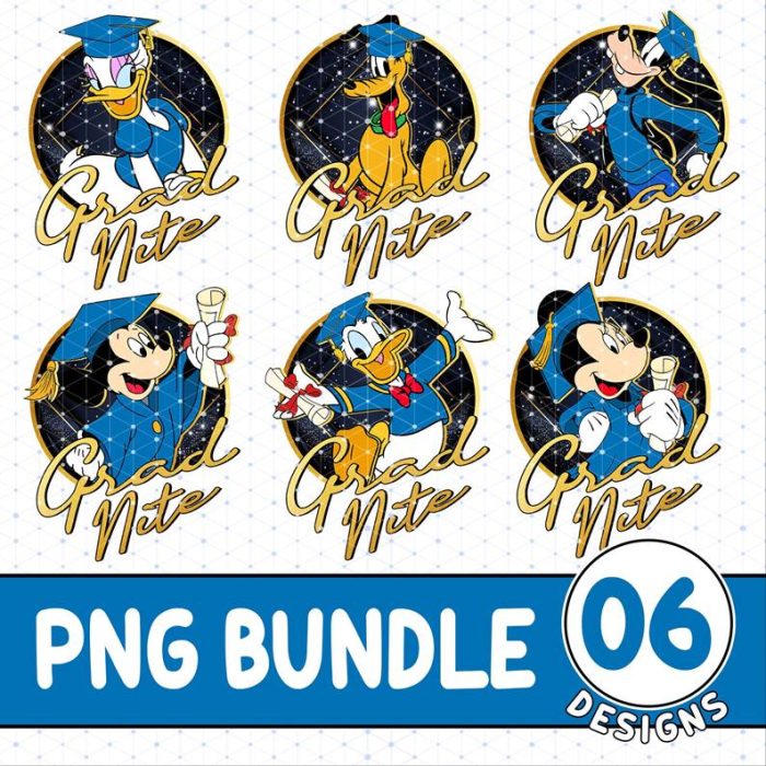 Disney Mickey and Friends Grad Nite Png, Disneyland Graduation Png, Mickey Minnie Graduation, Class of 2024, Disneyland Family, Digital Download