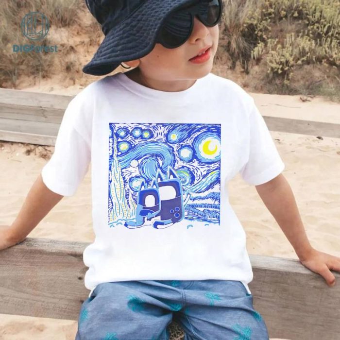 Bluey Starry Night Shirt | Bluey Van Gogh Starry Night TShirt | Bluey Bingo Shirt | Bluey Family Shirts | Bluey Birthday Kids Shirt