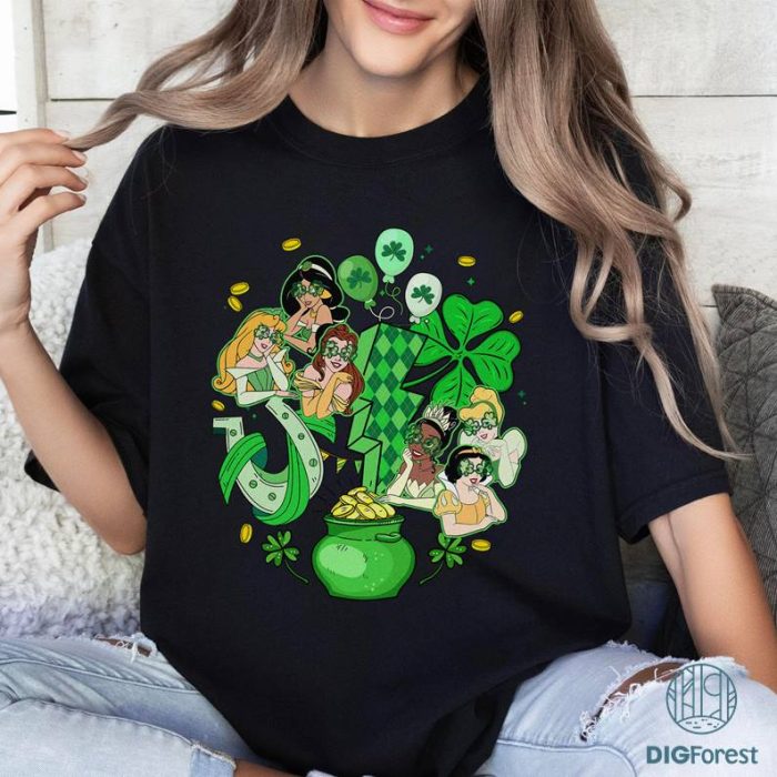 Disney Princess St Patricks Day T-Shirt, Disney Princess Shamrock PNG, Saint Patrick’s Day Family Matching Shirt, Saint Patrick's Disney