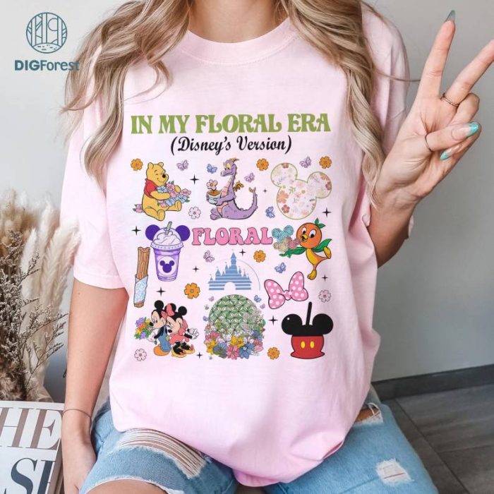 Disney In My Floral Era Mickey and Friends Shirt | Mickey and Friends Epcot Shirt | Epcot Flower And Garden Festival 2024 Shirt | Epcot Figment