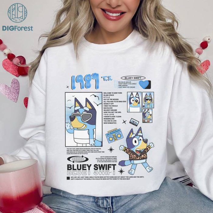 Bluey Swift PNG| Bluey Swifties Shirt | Bluey Eras Tour Shirt | Bluey Swifties Fan Gift | Bluey Party Shirt | Bluey Eras Tour 2024