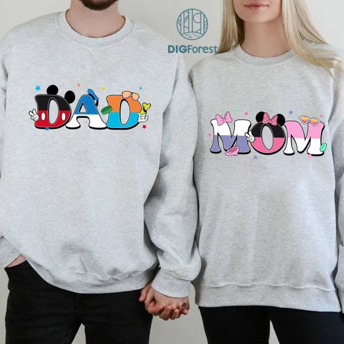 Disneyland Mom and Dad PNG | Mickey Dad Shirt, Minnie Mom Shirt, Custom Disneyland Family Shirt, New Mom Shirt, New Dad Shirt