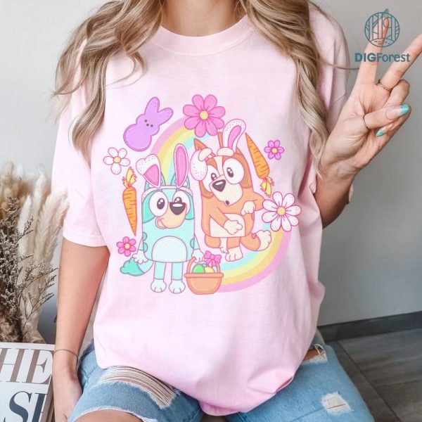 Bluey Happy Easter Day Shirt, Bluey Bunny Family Matching Tee, Bluey Easter Eggs Hunt Shirt, Bluey Bingo Easter T-shirt, Bluey Biirthday Kid