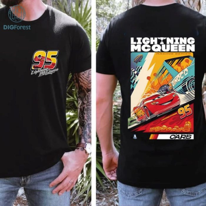 Disney Two sided Retro Lightning Mcqueen Shirt, Rusteze cars Shirt, Piston Cup shirt, Pixar Cars Shirts, Disneyland Family Vacation Shirts