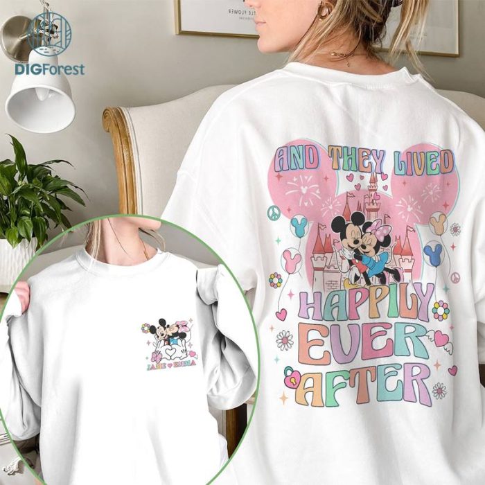 Disney Personalized Mickey Minnie Couple Shirt, Disneyland Wedding Happily Ever After Png, Disneyland Castle Honeymoon Trip Png, Digital Download