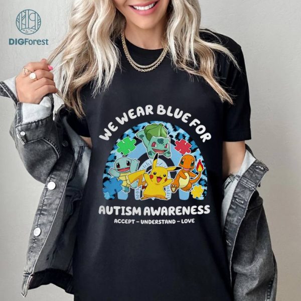 Pikachu Autism Sweatshirt | We Wear Blue For Autism Awareness | Pokeemon Autism Shirt | Autism Kids Shirt | Anime Shirt | Gift for Gamer