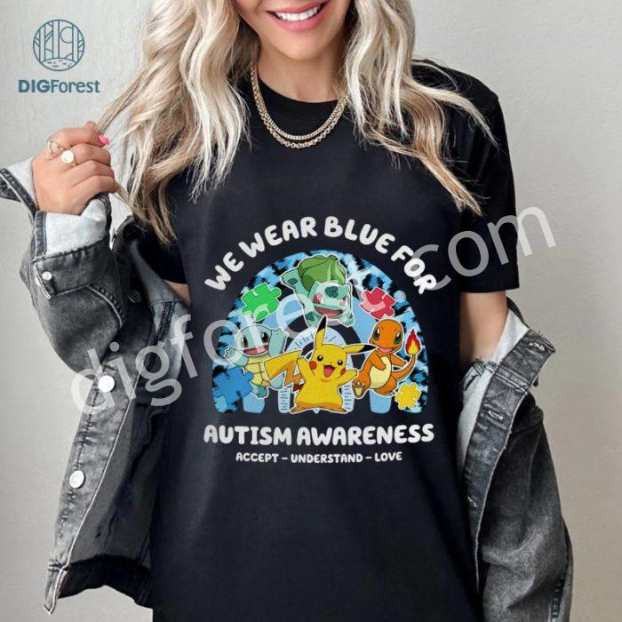 Pikachu Autism Sweatshirt | We Wear Blue For Autism Awareness | Pokeemon Autism Shirt | Autism Kids Shirt | Anime Shirt | Gift for Gamer