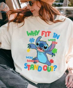 Disney Why Fit In When You Were Born To Stand Out Shirt, Stitch Autism Awareness Shirt, Autism Awareness Month, Disneyland Autism Shirt, Autism Day