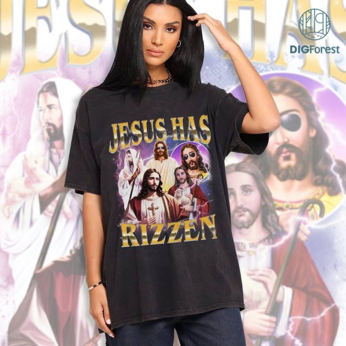 Vintage Jesus Has Rizzen Shirt Christian Sweatshirt, Easter Jesus PNG, Jesus Basketball Shirt, Jesus Playing Basketball, Religious