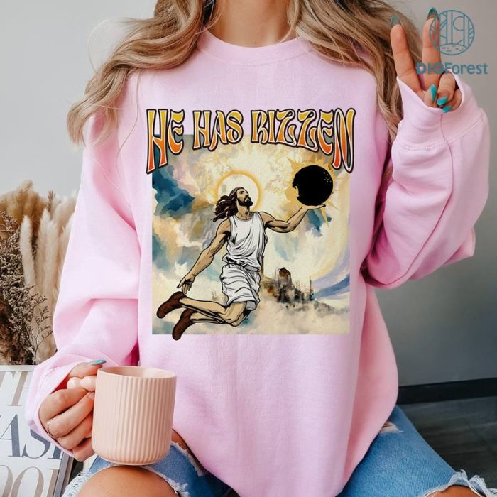 Jesus Has Rizzen Vintage T-Shirt, Retro 90s Graphic PNG, Funny PNG, Distressed Cotton Shirt, Oversized Bootleg Tees, Gift For Him