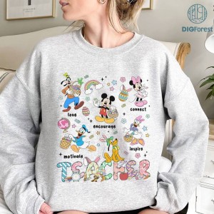 Disney Mickey Mouse Teacher Easter Day Shirt | Cute Mickey Minnie Easter Shirt | Disneyland Teacher Bunny Shirt Disneyworld Happy Easter Shirt