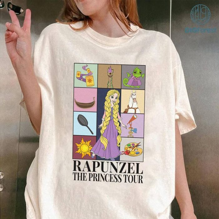 Disney Vintage Rapunzel The Princess Tour PNG, Disneyland Princess Trip Shirt, Tangled Rapunzel Shirt, WDW Princess Shirt, Girl Trip Shirt