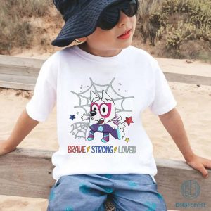 Bluey Ghost Spider PNG | Bluey Brave Strong Loved Shirt | Funny Bluey Shirt | Bluey Kids Shirt | Bluey Birthday Shirt | Bluey Family Shirt
