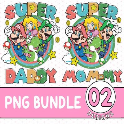 Super Daddy Mommy Bundle, Super Mommio Super Daddio, Super Mario Family, Mother's Day Shirt, Father's Day Shirt, Digital Download