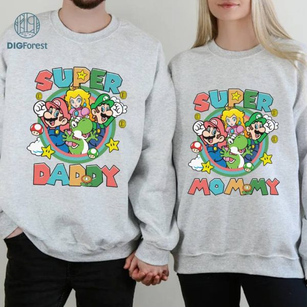 Super Daddy Mommy Bundle, Super Mommio Super Daddio, Super Mario Family, Mother's Day Shirt, Father's Day Shirt, Digital Download