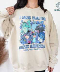 Disney I wear blue for Autism Awareness T-shirt | Stitch Eeyore Sadness Tee | Women Its Ok To Be Different | Autism Support Matching Shirt