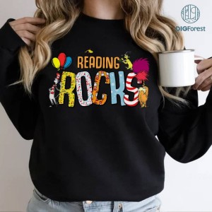 Reading Rocks PNG, Read Across America Day Shirt, Reading Rocks, School png, teacher Png Sublimation, png file, Digital Download, School png