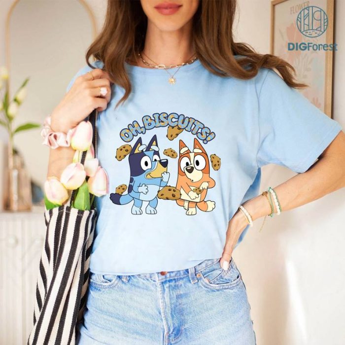 Bluey Oh Biscuits PNG, Oh Biscuits, Mum Dad Bluey T-Shirt, Bingo shirt, Bluey friends shirt, Bluey Bingo Shirt, Blue Dog Shirt