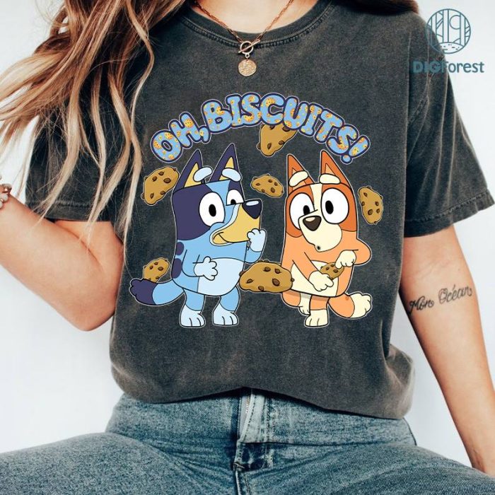 Bluey Oh Biscuits PNG, Oh Biscuits, Mum Dad Bluey T-Shirt, Bingo shirt, Bluey friends shirt, Bluey Bingo Shirt, Blue Dog Shirt