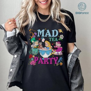 Disney Vintage Alice in Wonderland Png Download | Mad Tea Party Shirt | Alice In Wonderland Png | Disneyland Png Sublimation | We'Re All Mad