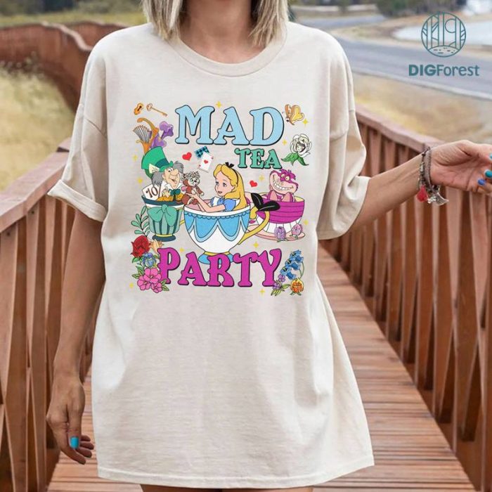 Disney Vintage Alice in Wonderland Png Download | Mad Tea Party Shirt | Alice In Wonderland Png | Disneyland Png Sublimation | We'Re All Mad