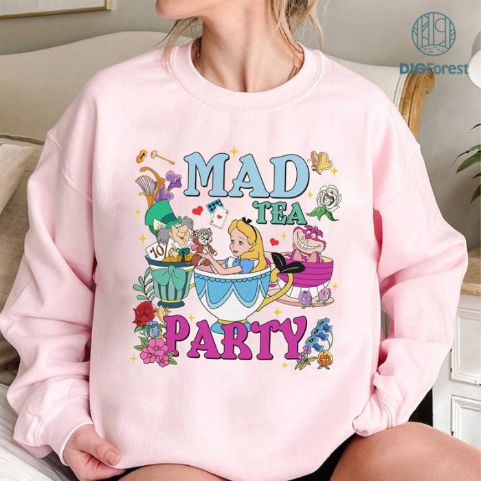 Disney Vintage Alice in Wonderland Png Download | Mad Tea Party Shirt | Alice In Wonderland Png | Disneyland Png Sublimation | We'Re All Mad