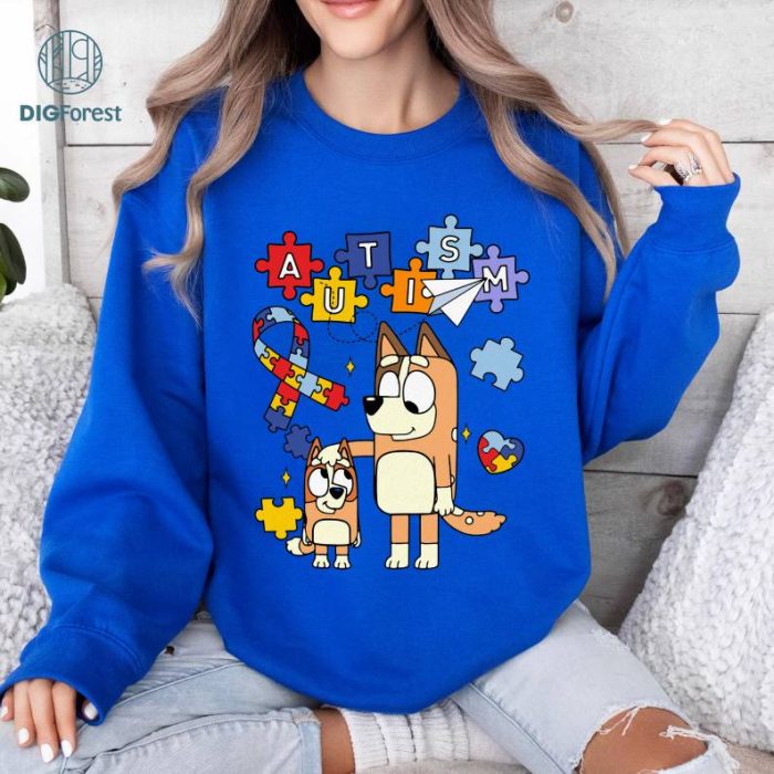 Bluey Autism Awareness Mom Shirt, Bluey Family Shirt, Autism Mom Shirt, Accept Understand Love, Awareness Shirt, Puzzle Shirt, Autism Shirt