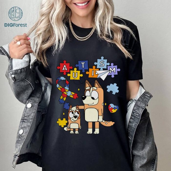 Bluey Autism Awareness Mom Shirt, Bluey Family Shirt, Autism Mom Shirt, Accept Understand Love, Awareness Shirt, Puzzle Shirt, Autism Shirt