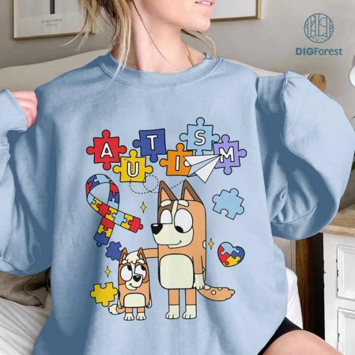 Bluey Autism Awareness Mom Shirt, Bluey Family Shirt, Autism Mom Shirt, Accept Understand Love, Awareness Shirt, Puzzle Shirt, Autism Shirt