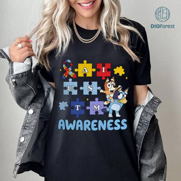 Bluey Autism Awareness Shirt, Bluey Family Shirt, Autism Mom Shirt, Accept Understand Love, Awareness Shirt, Puzzle Shirt, Autism Shirt