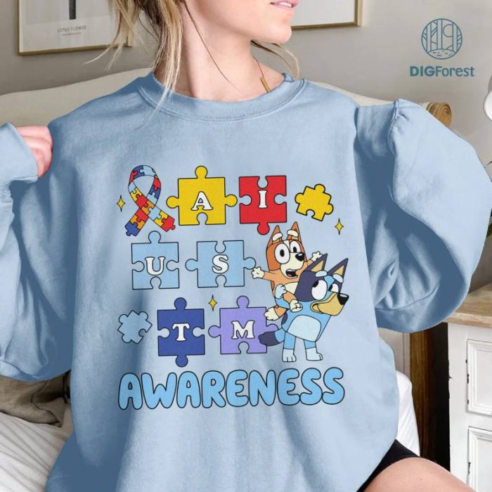 Bluey Autism Awareness Shirt, Bluey Family Shirt, Autism Mom Shirt, Accept Understand Love, Awareness Shirt, Puzzle Shirt, Autism Shirt