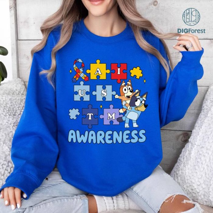 Bluey Autism Awareness Shirt, Bluey Family Shirt, Autism Mom Shirt, Accept Understand Love, Awareness Shirt, Puzzle Shirt, Autism Shirt