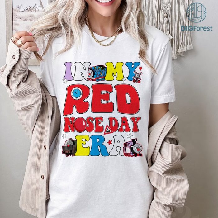 Disney Thomas And Friends Red Nose Day 2024 Png, Thomas And Friends Red Nose Day T-Shirt, Mario Red Nose Shirt, Mario Luigi Princess Peach Shirt, Mario Family Shirt