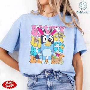 Bluey Bingo Easter PNG | Custom Easter Kids Shirt | Don'T Worry Be Hoppy Easter Bluey Shirt | Chilling With My Peeps | Bluey Easter Gifts