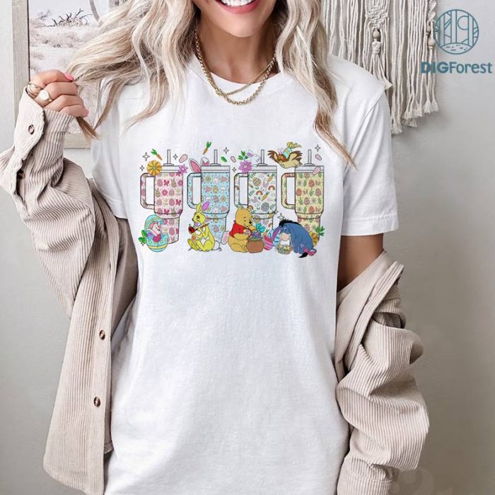 Disney Retro Pooh and Friends Obsessive Cup Disorder Easter PNG| Winnie The Pooh Easter Day Shirt Disneyland Easter Bunny Shirt