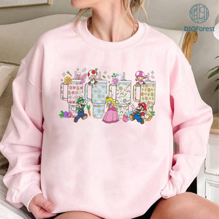 Retro Obsessive Cup Disorder Super Mario Easter PNG Sublimation, Happy Easter Shirt, Rabbit Png, Retro Easter Eggs, spring png stitch