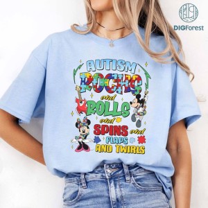 Disney Mickey Autism Rocks And Rolls And Spins And Flaps And Twirls Shirt | Autism Awareness Shirt | Autism Mom Shirt | Autism Disneyland Shirt