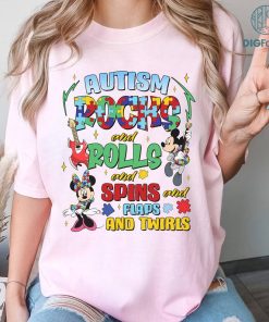Disney Mickey Autism Rocks And Rolls And Spins And Flaps And Twirls Shirt | Autism Awareness Shirt | Autism Mom Shirt | Autism Disneyland Shirt