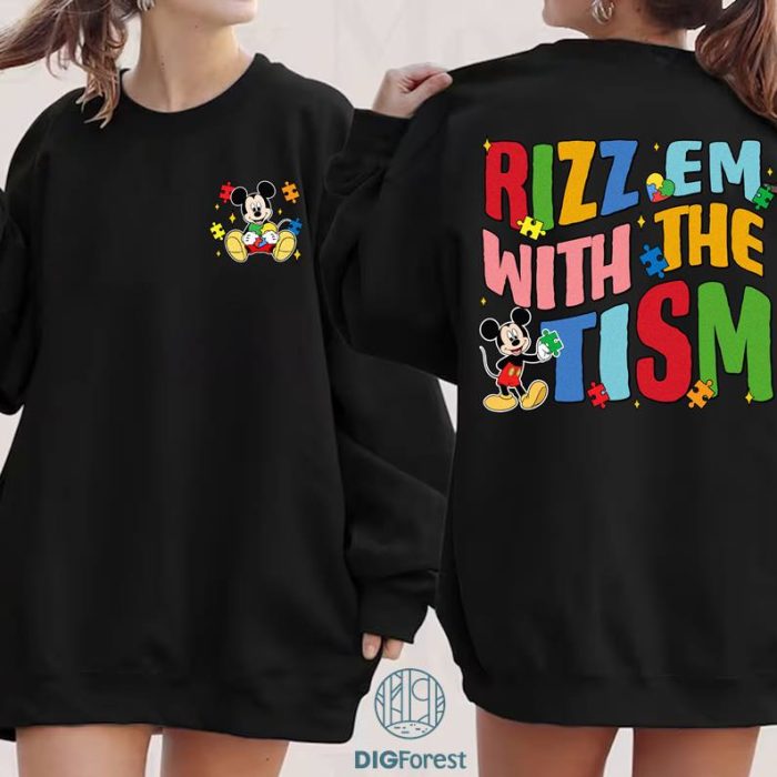 Disney Rizz Em With The Tism Mickey Autism Shirt | Mickey Autism Awareness Shirt | Autism Kids Tshirt | Mom Autism Shirt | Autism Support Shirt