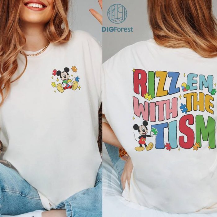 Disney Rizz Em With The Tism Mickey Autism Shirt | Mickey Autism Awareness Shirt | Autism Kids Tshirt | Mom Autism Shirt | Autism Support Shirt