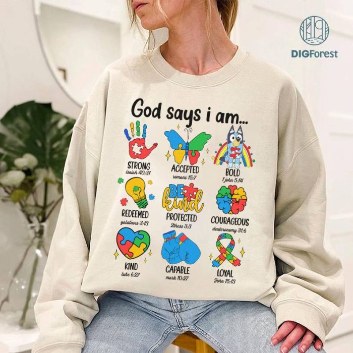 God Says I'm Autism Bluey Shirt, Bluey Autism Shirt, Bluey God Says I am Shirt, Jesus Christian Shirt, Be Kind Shirt, Autism Kids Shirt