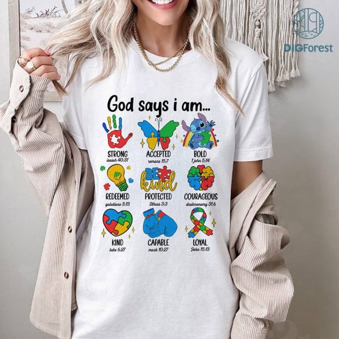 Disney Stitch God Says I Am Autism Shirt, Stitch Autism Awareness Shirt, God Says I am Shirt, Autism Boy Girl Shirt, Autism Kids Shirt