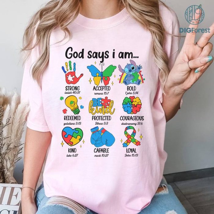 Disney Stitch God Says I Am Autism Shirt, Stitch Autism Awareness Shirt, God Says I am Shirt, Autism Boy Girl Shirt, Autism Kids Shirt