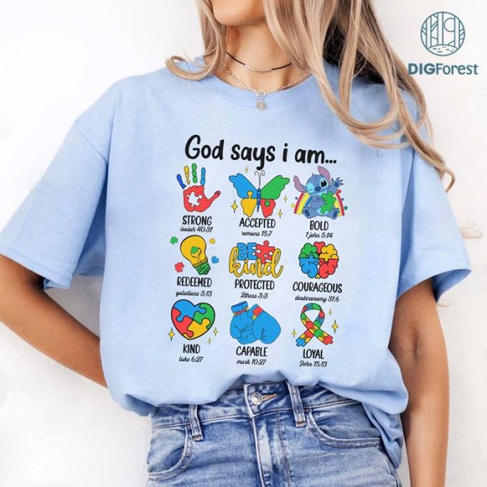 Disney Stitch God Says I Am Autism Shirt, Stitch Autism Awareness Shirt, God Says I am Shirt, Autism Boy Girl Shirt, Autism Kids Shirt