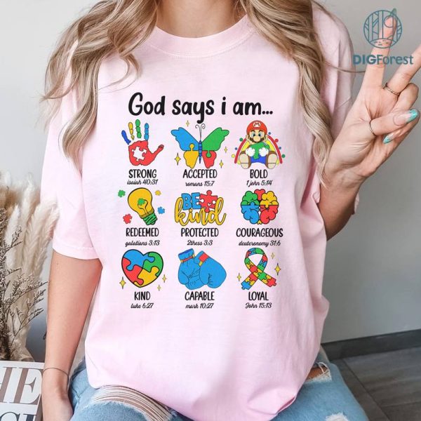 Mario God Says I Am Autism PNG, Super Mario Autism Shirt, Super Autism Awareness Shirt, Mario Luigi Shirt, Mario Autism Boy Girl Shirt