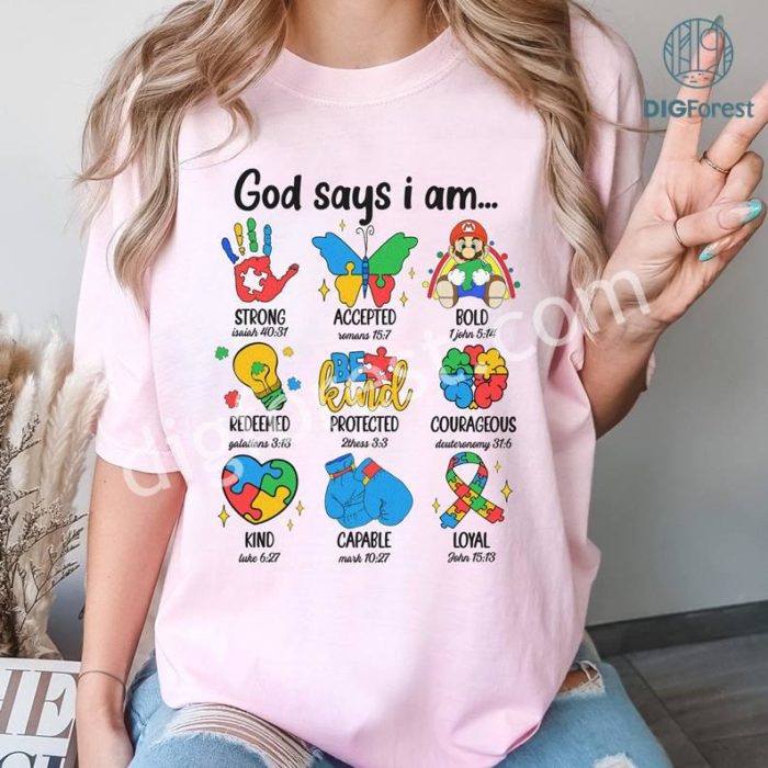 Mario God Says I Am Autism PNG, Super Mario Autism Shirt, Super Autism Awareness Shirt, Mario Luigi Shirt, Mario Autism Boy Girl Shirt