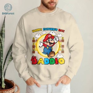 Happy Father's Day Shirt | Super Daddio Game Shirt | New Dad Shirt, Retro Mario Gaming Shirt | Mario Since 1985 | Super Mario Family Shirt