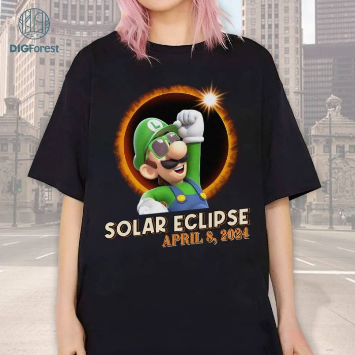 Mario Luigi Total Solar Eclipse PNG, Super Mario Shirt, Totality Shirt, Solar Eclipse 2024 Shirt, April 8Th 2024, Moon Astronomy Shirt