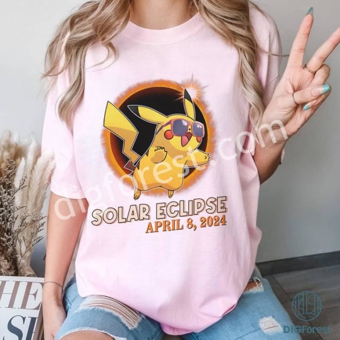 Pikachu Total Solar Eclipse PNG, Pikachu Solar Eclipse Shirt, Totality Shirt, Solar Eclipse 2024 Shirt, April 8Th 2024, Astronomy Shirt